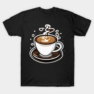 Hot coffee cup with hearts T-Shirt